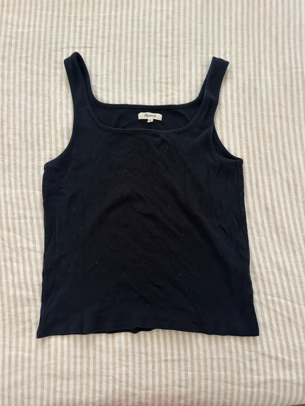 Madewell Black Ribbed Square-Neck Tank